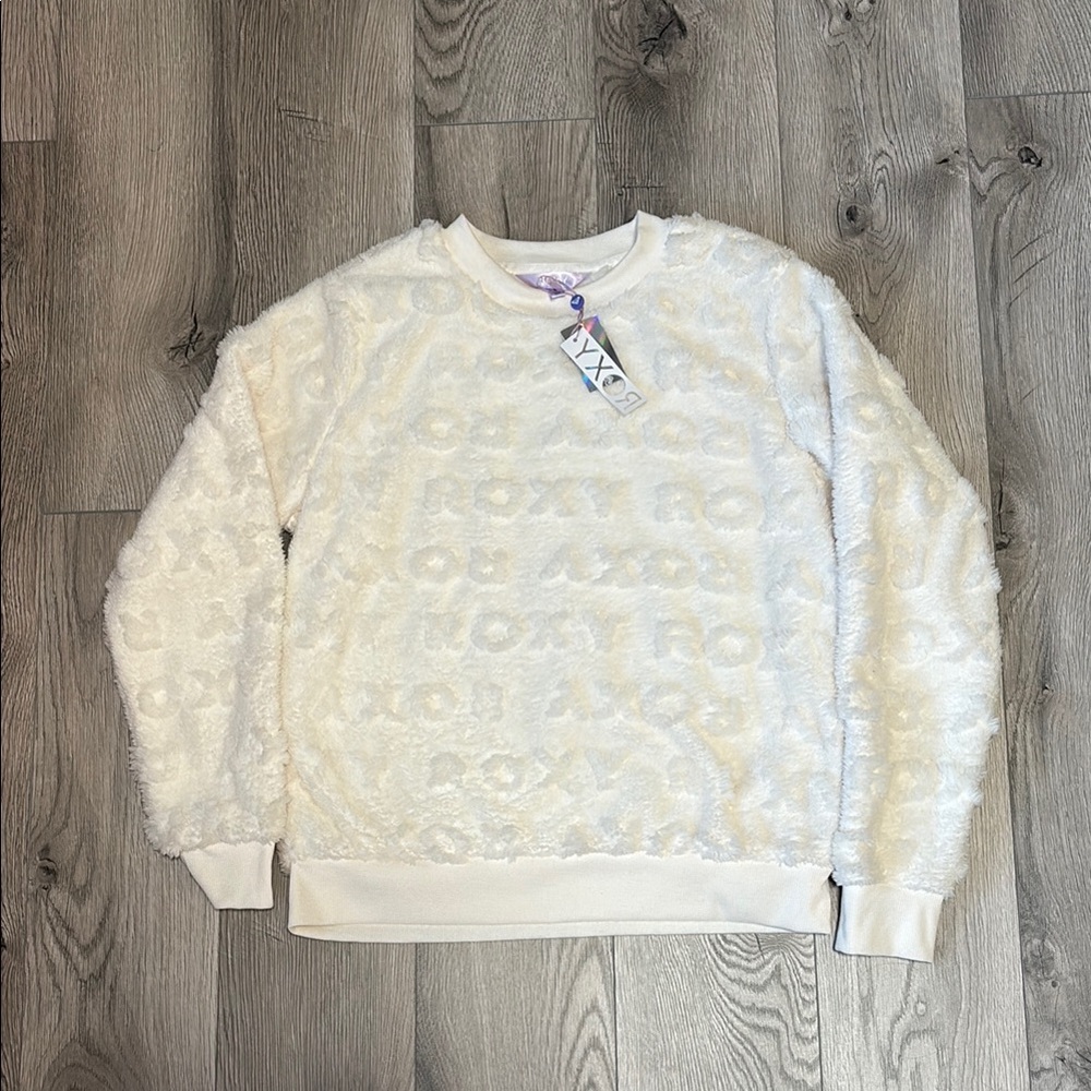 Roxy Pull Over Cream White Textured Sweater Size S